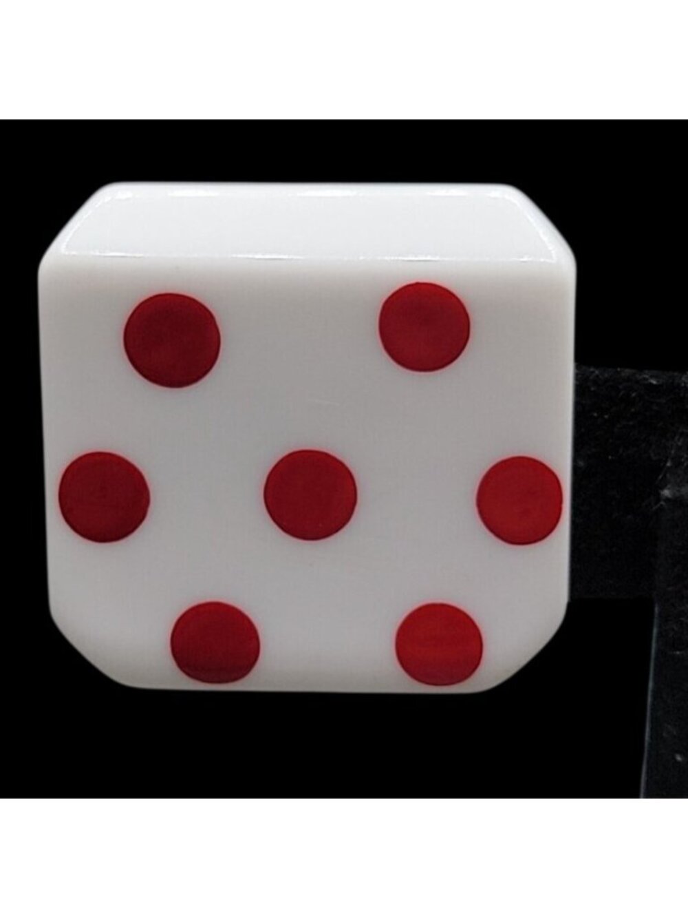 Vintage Lucite Dice Clip On Earrings Large Lucky 7 White Red Polka Dots Vegas - Picture 4 of 12